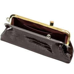 Women Leather Kiss Lock Bag | Long Clutch Bag | Luxury Shoulder Bag | Elegant Party Purse | Underarm Bag