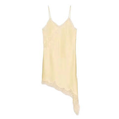 Women Satin Short Sling Dress | Sleeveless | Backless | Asymmetric Party Dress | Summer