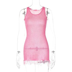 Women Summer Sequin Dress | Sleeveless | Glitter Lace Mini Dress