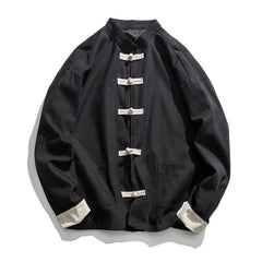 Men Tang Suit Jacket | Linen Top | Long Sleeve