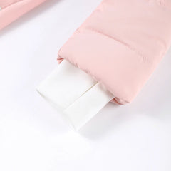 Women Pink Ski Wear Jumpsuit | Long Sleeve | Hoodie | Wide Leg Jumpsuit | Winter | Thick | Warm