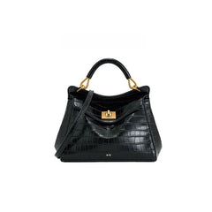 Women Leather Pillow Bag | Lock Clasp Handbag | Small Handbag | Shoulder Bag | Crossbody Bag