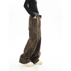 Women Leopard Jeans | Cheetah Jeans | Wide Leg Denim Pants | Cheetah Pants