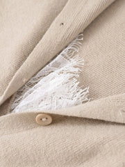 Women Slim Lace Knit Cardigan | Spring | Elegant V-Neck | Long Sleeve | Knitted Sweater