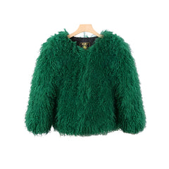 Short Mongolian Fur Coat | Women Luxury Cropped Fur Coat | Warm | Winter