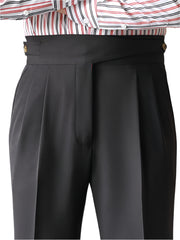 Men Naples Trousers | Belt-up High Waist Slim Pants | Business Casual Straight Pants
