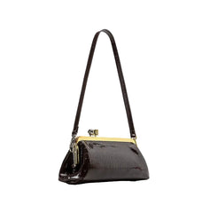 Women Leather Kiss Lock Bag | Long Clutch Bag | Luxury Shoulder Bag | Elegant Party Purse | Underarm Bag