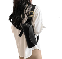 Women Baguette Leather Bag | Adjustable Wide Strap Shoulder Bag