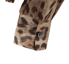 Women Leopard Print Chiffon Blouse | Cheetah Print Blouse | Button Up Office Long Sleeve Shirt
