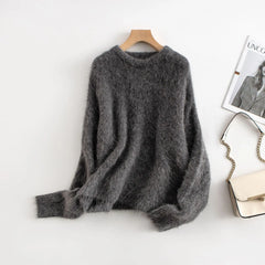 Women Alpaca Sweater | O-Neck | Loose | Knitted Pullover | Winter Sweater