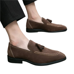 Men Suede Leather Loafers | Vintage Tassel Slip-On