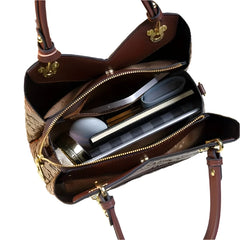 Women Vintage Flower Pattern Leather Handbag