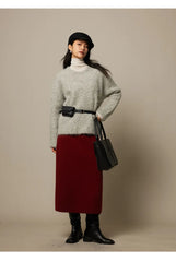 Women Alpaca Sweater | O-Neck | Loose | Knitted Pullover | Winter Sweater