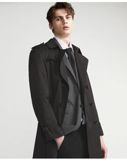 Men Long Trench Coat with Belt | Double Breasted | Elegant | Luxury British Style | Overcoat | Long Coat
