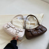 Women Vintage Double Pockets Shoulder Bag