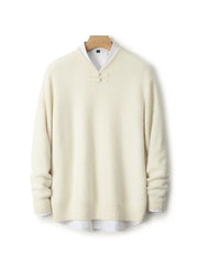 Men Pure Merino Wool Sweater | Long Sleeves | Stand-Up Collar | Pullover | Warm | Mock Neck Sweater