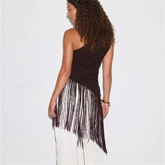 Women Tassel Top | Y2k | One Shoulder | Asymmetrical Fringed Hem Top | Summer