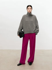 Women Soft Cashmere Sweater | Loose and Thick Turtleneck Pullover Knit