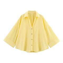 Women Casual Loose Top | Wide Sleeve Shirt | Summer Minimalist Holiday Top