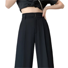 Women Basic Cotton Wide Trousers | Minimalist Loose Casual Office Pants