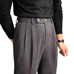 Men Classic Italian Naples Style Pants | Suit Pants | High Waisted | Straight Fit | Formal Business Pants | Thick Trousers
