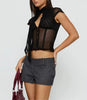 Women Mesh Corset Top | Short Sleeves