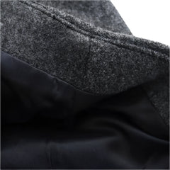 Women Dark Gray Blended Loose Short Coat
