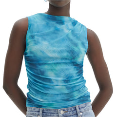 Women Casual Sleeveless Round Neck Chiffon Blouse | Chic Shirt Blouse | Summer Fitted Top