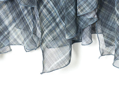 Women Blue Plaid Pleated Skirt | Asymmetrical Hem | High Waist | Long Skirt | Y2k