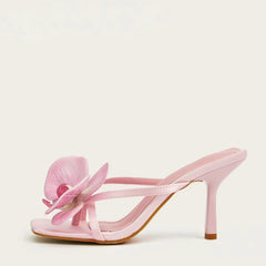 Women Square Toe Flower Heels | Flora | Sandals | Summer | Vacation