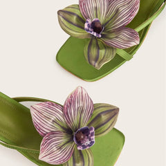 Women Square Toe Flower Heels | Flora | Sandals | Summer | Vacation