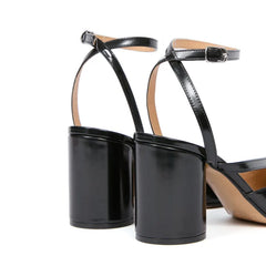 Women Patent Leather Cross Strap Tabi Sandals | Slingbacks Split Toe | Thick High Heels | Chunky Shoe Sandals