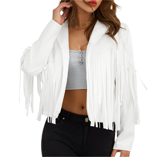 Women Cropped Spring Fringe Jacket | Tassel Jacket