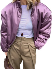 Women Puffer Jacket | Bomber Jacket | Short Jacket | Long Sleeve | Cropped