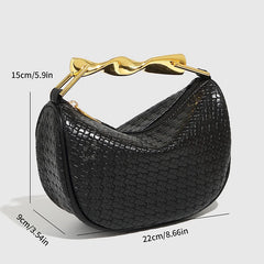 Women Woven Handbag | Rattan Half-Moon | Straw Shoulder Bag | Bucket Bag | Crossbody Bag