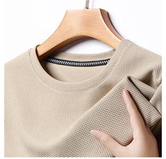 Men Waffle Round Neck Short Sleeve T-shirt | Summer Top