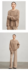 Women Alpaca Sweater | O-Neck | Loose | Knitted Pullover | Winter Sweater