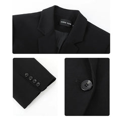 Women Oversized Blazer | Double-Breasted Mid-length Coat