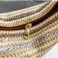 Women Woven Handbag | Rattan Half-Moon | Straw Shoulder Bag | Bucket Bag | Crossbody Bag