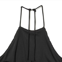 Women Long Tassel Top | Halter Neck | Sleeveless | Backless