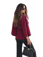 Women Batwing Sleeve Coat | Waist Cinching Poncho | Thick | Warm | Single Buckle