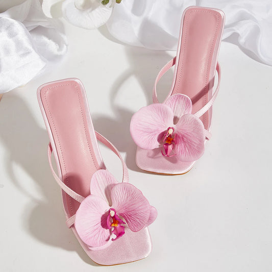Women Square Toe Flower Heels | Flora | Sandals | Summer | Vacation