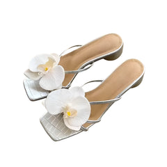 Women Orchid Flower Sandals | Vacation | Beach Sandals | Orchid Sandals | Small Heels