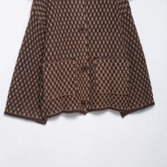 Women Oversized Knitted Jacket | Large Collar | Street Style | Geometric Pattern