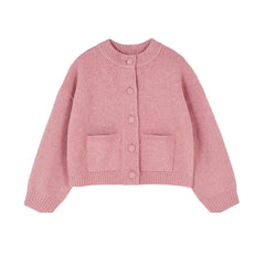 Women Knitted Sweater | Round Neck | Long Sleeve Sweater | Single Breasted