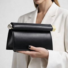 Women Leather Rolled-Up Clutch Bag | Versatile | Folding Clutch | Chain Single-Shoulder Bag | Crossbody Bag