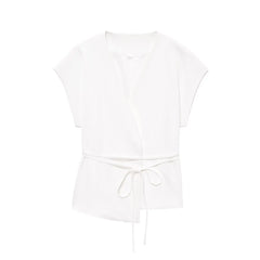 Women Sleeveless V-Neck Top With Belt Straight Pants Set | Top Trouser Suit | 2 Piece Set