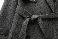 Women Wool Coat With Belt | Double Breasted | Woolen Coat | Trench Coat