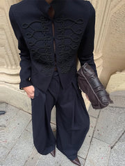 Women Napoleon Jacket | Elegant Office Short Coat | Stand Collar | Spring Jacket | Military Blazer