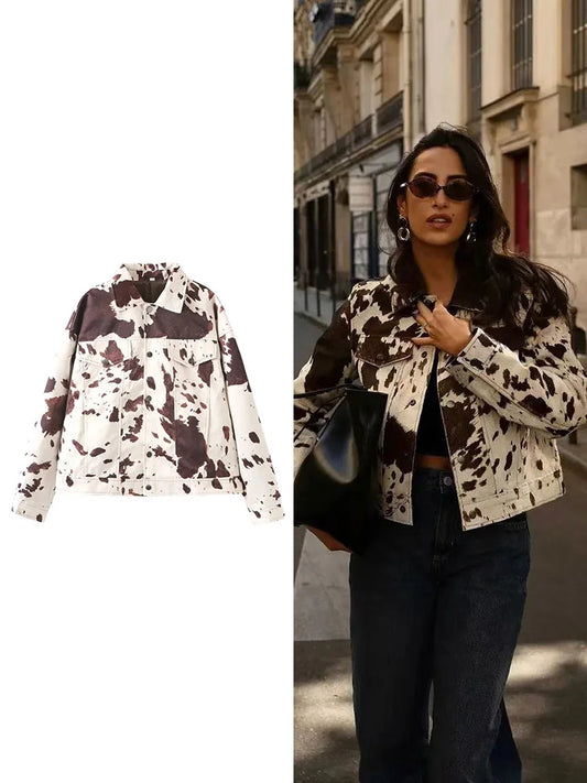 Women Animal Print Jacket | Long Sleeve | Autumn Jacket